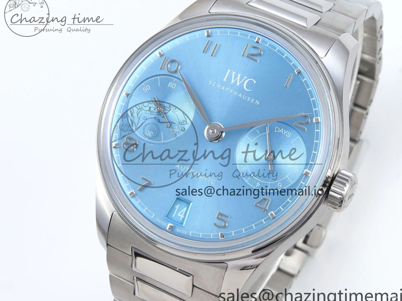 MIROTIME 0306 FashionForward Portugieser Auto IWC0562D APSF 1:1 Best Edition Light Blue Dial on SS Bracelet A 6994